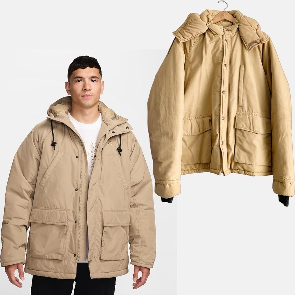 Golden Fleece Vintage Men’s Tan Hooded Parka Puffer Jacket Quilted Rare USA 1X